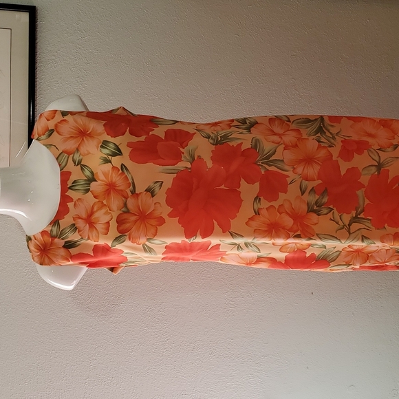 PREMIER INTERNATIONAL Peach Floral Maxi Dress w/Matching Jacket-EC-Sz L - Picture 2 of 15